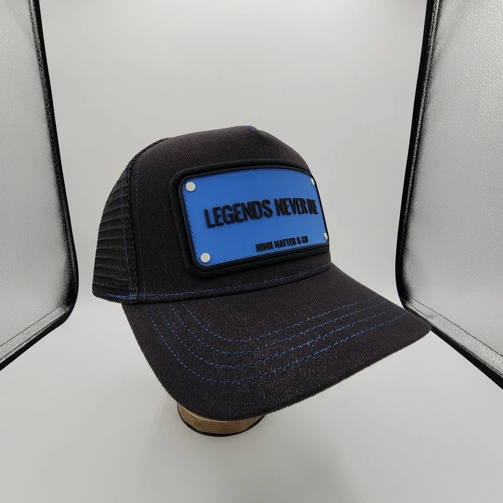 John Hatter Legends Never Die Trucker Hat Patch Black‎ Blue Snapback Cap NEW
